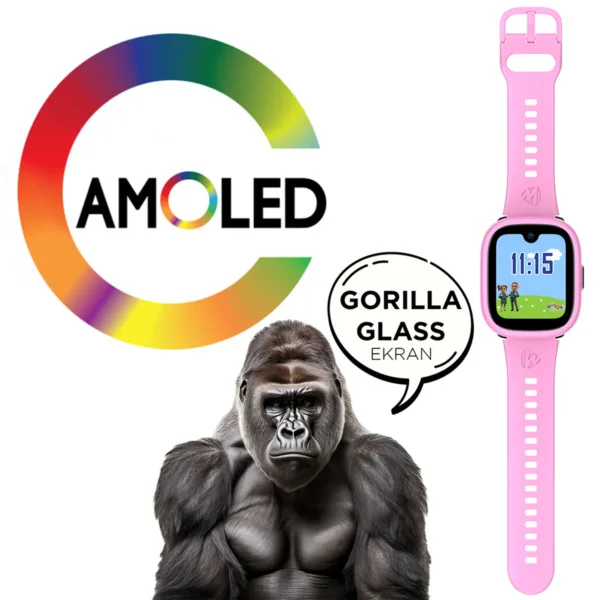 Wiky Watch 5Plus GPS'li Akıllı Çocuk Saati Pembe 11 5plus amoled gorilla
